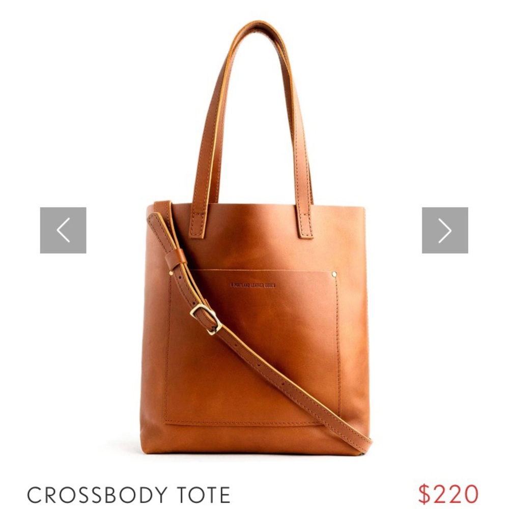 Portland Leather Crossbody Tote in Nutmeg Color